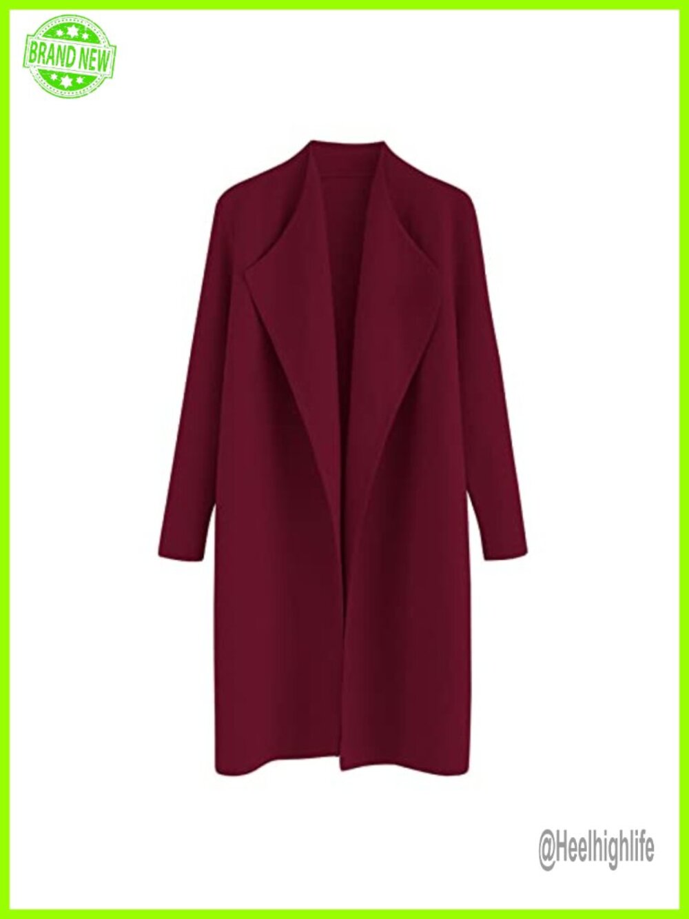Womens Open Front Knit Coatigan Cardigan Long Sleeve Acrylic Fall Layering